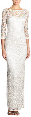 Kay Unger Metallic Lace Gown