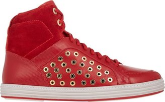 Ferragamo Men's Embellished Nantucket Sneakers-Red