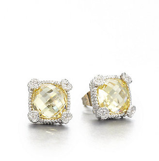 Judith Ripka La Petite Canary Crystal & Sterling Silver Cushion Stud Earrings