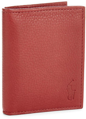 Polo Ralph Lauren Pebbled Leather Billfold Wallet - RED