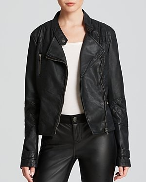 Aqua Jacket - Faux Leather Zip Moto