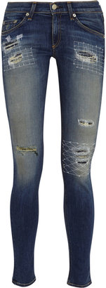 Rag and Bone 3856 Rag & bone JEAN Distressed mid-rise skinny jeans