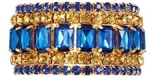 Johnny Loves Rosie Blue Crystal Stack Bracelet - gold