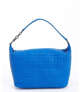 Bottega Veneta cobalt blue intrecciato leather small shoulder bag