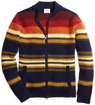 Brooks Brothers Full-Zip Stripe Sweater