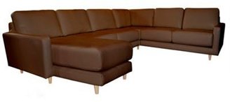 RJR.John Rocha Light brown leather 'Eclipse' left-hand facing corner sofa with chaise and light wood feet