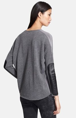 The Kooples SPORT Leather Patch Mix Media Top
