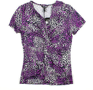 Nicole Miller Womens Knotted Front Top Shirt - Size S Purple Combo - NWT