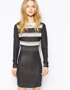 Sugarhill Boutique Lacey Sweater Dress - Gray