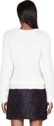 Carven White Fancy Knit Sweater