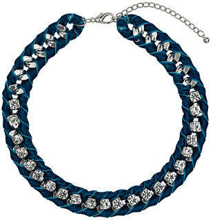 Dorothy Perkins Blue velvet statement necklace