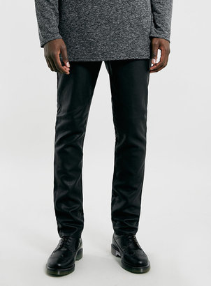 Topman Black Mock Leather Skinny Fit Trousers