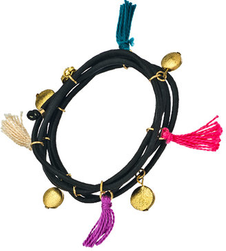 Blee Inara Multi Layer Elastic Bracelets with Tassels and Flat Beads