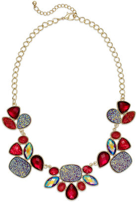 Style&Co. Gold-Tone Red Shimmer Stone Frontal Necklace