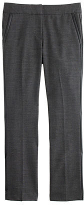 J.Crew Petite Campbell capri pant in bi-stretch wool with leather tuxedo stripe
