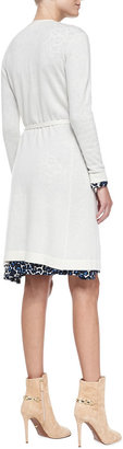 Melissa Masse Leopard-Print Long-Sleeve Jersey Dress, Women's