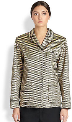 Marc Jacobs Silk Fishnet Embroidered Pajama Shirt