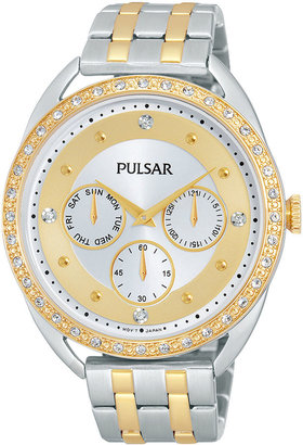 Pulsar Night Out Womens Crystal-Accent Two-Tone Stainless Steel Watch PP6180