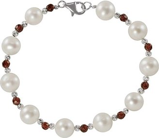 Unbranded Sterling Silver Freshwater Cultured Pearl and Garnet Bead Bracelet
