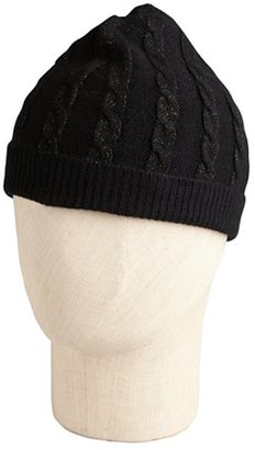 Hayden black and gold cashmere lurex cable knit beanie