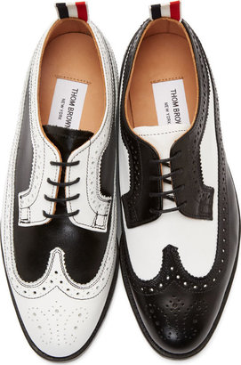 Thom Browne White & Black Leather Longwing Brogues