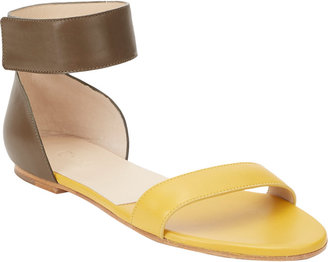 Chloé Two-Tone Ankle-Cuff Flat Sandals