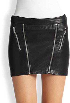 Mason by Michelle Mason Zippered Leather Mini Skirt