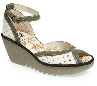 Fly London 'Ydel' Perforated Leather Sandal