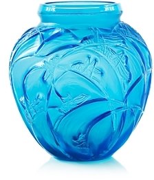 Lalique Blue Sauterelles Vase