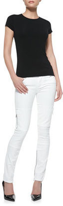 Paige Denim Demi Moto-Style Skinny Jeans, White
