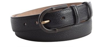 Gucci black textured leather bamboo buckle belt