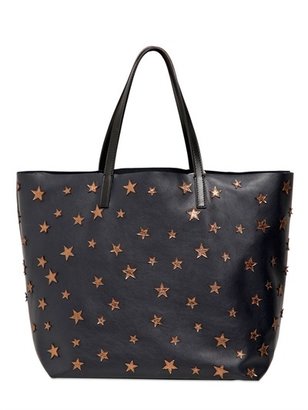 RED Valentino Laminated Star Appliqué Leather Tote Bag