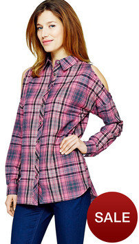 South Split Sleeve Loose Fit Check Shirt