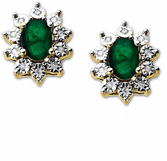 Macy's 10k Gold Earrings, Emerald (9/10 ct. t.w.) and Diamond Accent Earrings