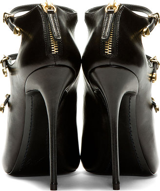 Giuseppe Zanotti Black Leather Pin-Strap Coline Heels