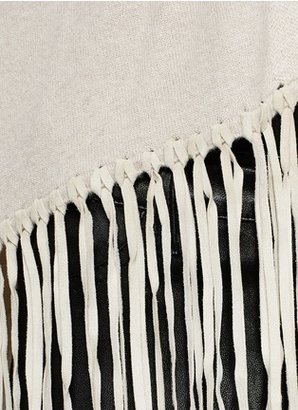 Nobrand Suede leather fringe shawl