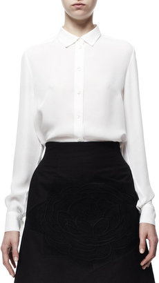 Stella McCartney Wilson Button-Front Silk Blouse, White