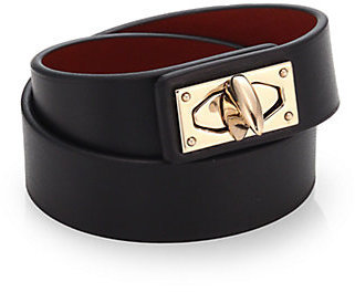 Givenchy Leather Two-Row Shark Turnlock Bracelet