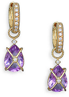 Jude Frances Classic Lavender Amethyst, Diamond & 18K Yellow Gold Wrapped Pear Earring Charms