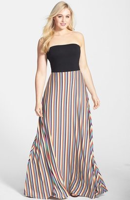 Nordstrom FELICITY & COCO Stripe Strapless Maxi Dress (Plus Size Exclusive)