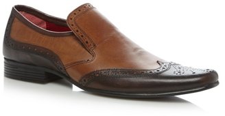 Red Tape Brown leather punched slip on shoes