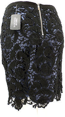 Forever 21 NWT Black Lace Mini Skirt Blue Satin Lining Sizes S M L