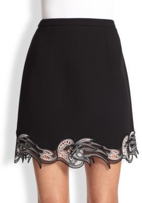 Christopher Kane Lace-Trimmed Crepe Mini Skirt