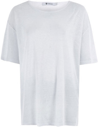 Alexander Wang T By White Linen-Blend Short Sleeve T-shirt