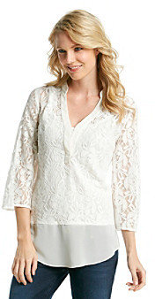 Amy Byer Solid Lace Layered Look Knit Top