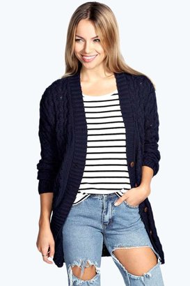 boohoo Lucy Cable Knit Cardigan