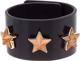 Givenchy Black Leather & Wood Cuff