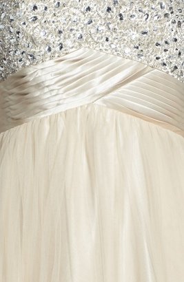Xscape Evenings Embellished Lace-Up Back Strapless Satin & Tulle Ballgown