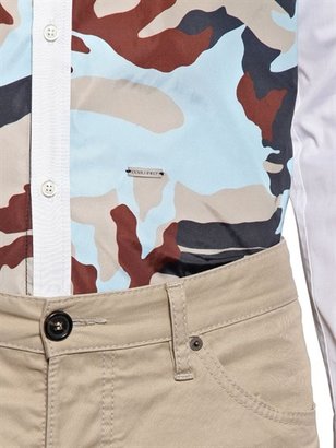 DSquared 1090 Cotton Poplin & Camouflage Nylon Shirt