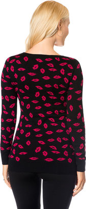 A Pea in the Pod Long Sleeve Lipstick Print Maternity Sweater